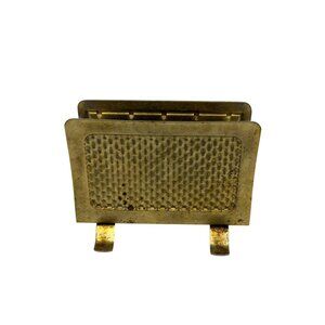 VTG Rustic Gold Metal Napkin Holder Caddy Farmhouse Kitchen Table Decor Retro